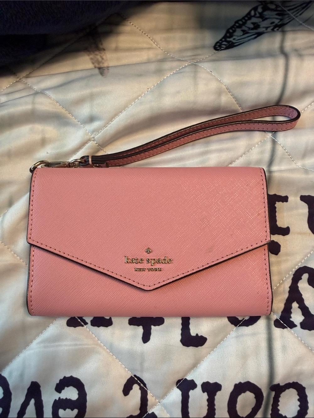 kate spade New York Pink Envelope Wristlet with Strap